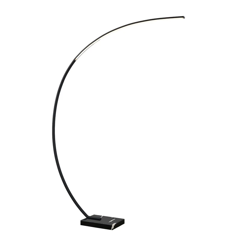 B-Ware Lindby Stehlampe Bogenlampe LED Kendra schwarz Wohnzimmerlampe dimmbar Aluminium