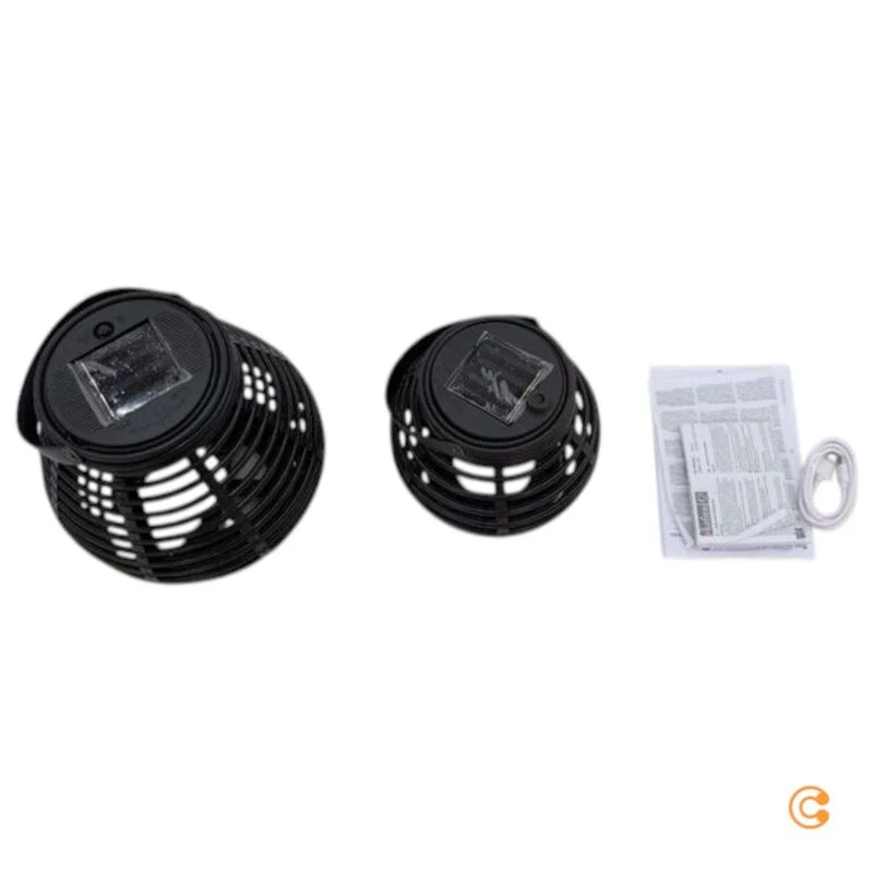 B-Ware Pauleen Laterne Windlicht Solar LED schwarz Kunststoff Set Garten Dekolicht Auße