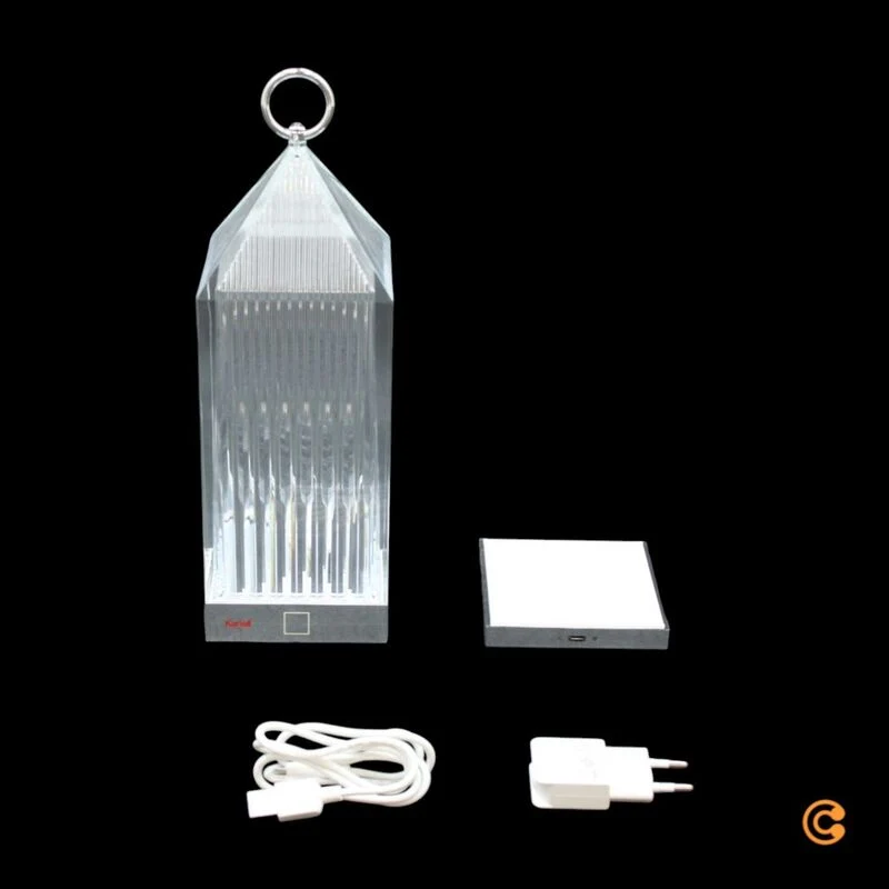 B-Ware Kartell Tischlampe Lantern LED Leuchte dimmbar recycelt transparent IP54 31cm
