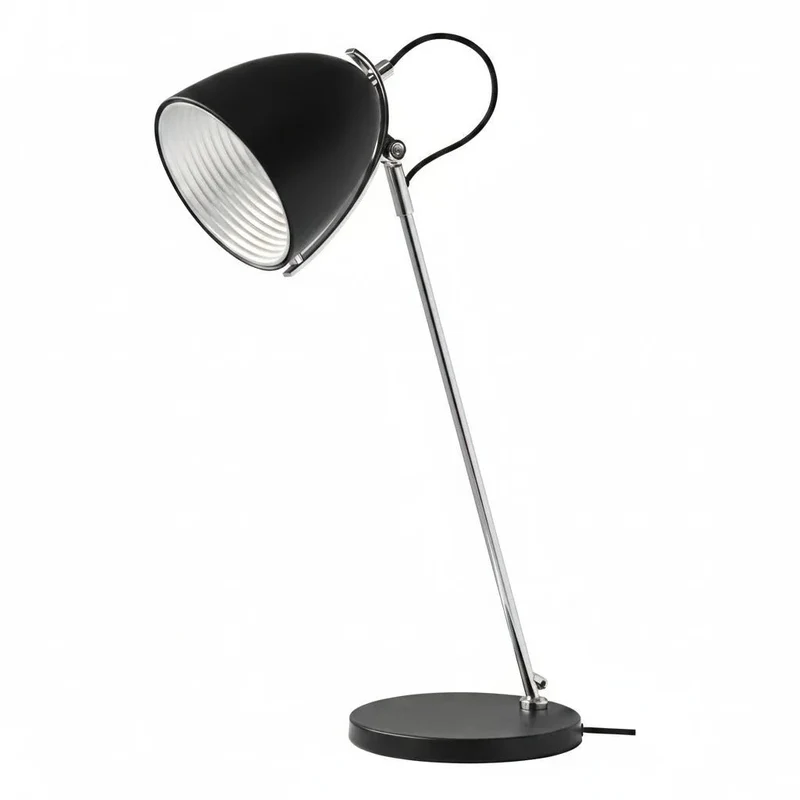Tischleuchte BOTTI II Schwarz – moderne Schreibtischleuchte mit Chrom, E14