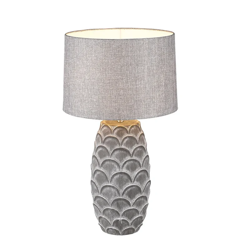 Sorpetaler MENA Marrone Hockerleuchte – Beton-Keramik braun, Stoffschirm, 66 cm, E27
