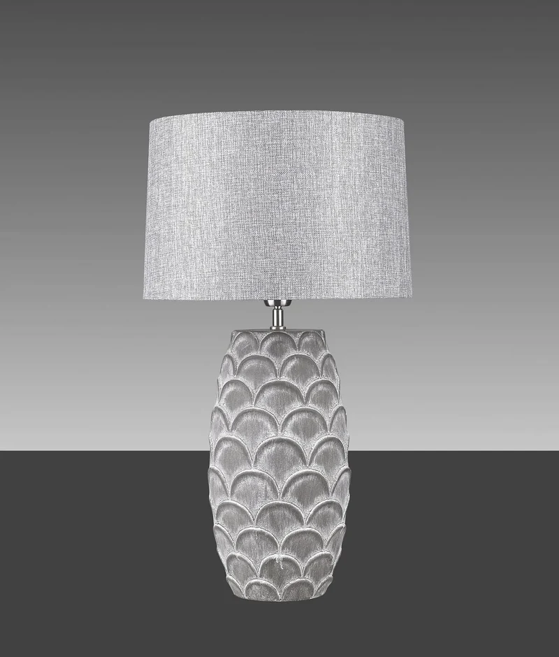 Sorpetaler MENA Marrone Hockerleuchte – Beton-Keramik braun, Stoffschirm, 66 cm, E27