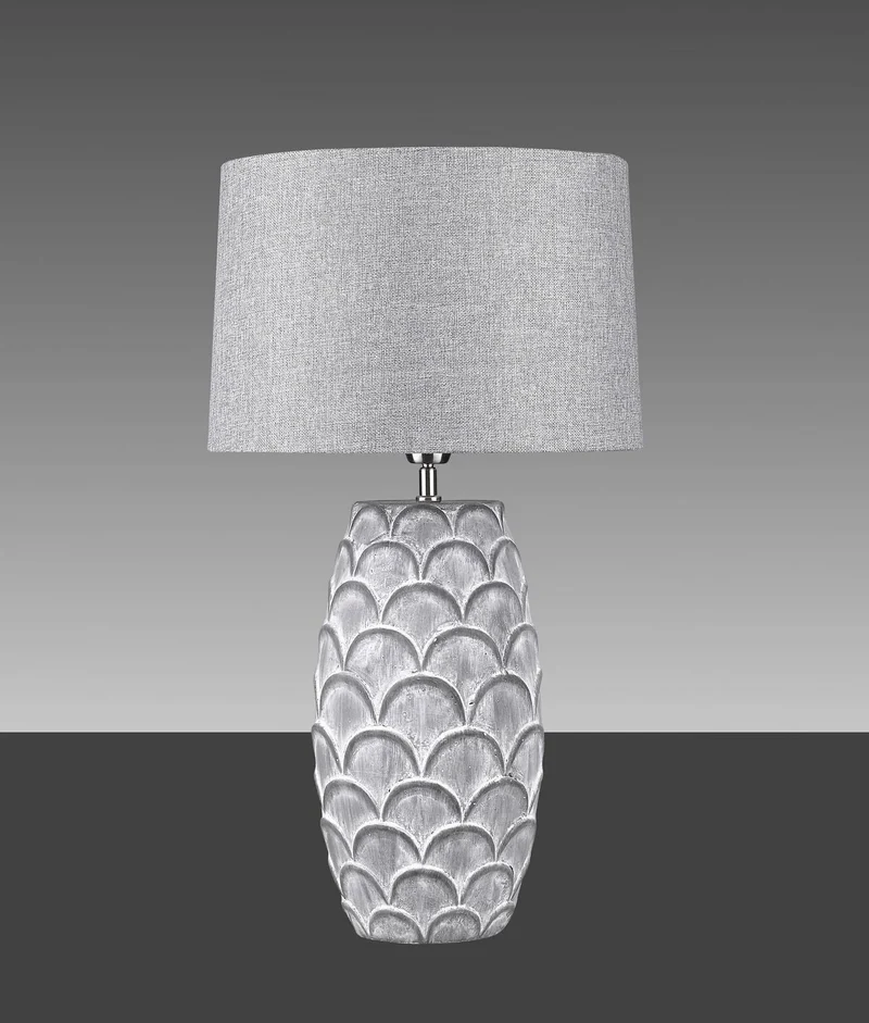 Sorpetaler MENA Griggio Hockerleuchte – Beton-Keramik grau, Stoffschirm, 66 cm, E27