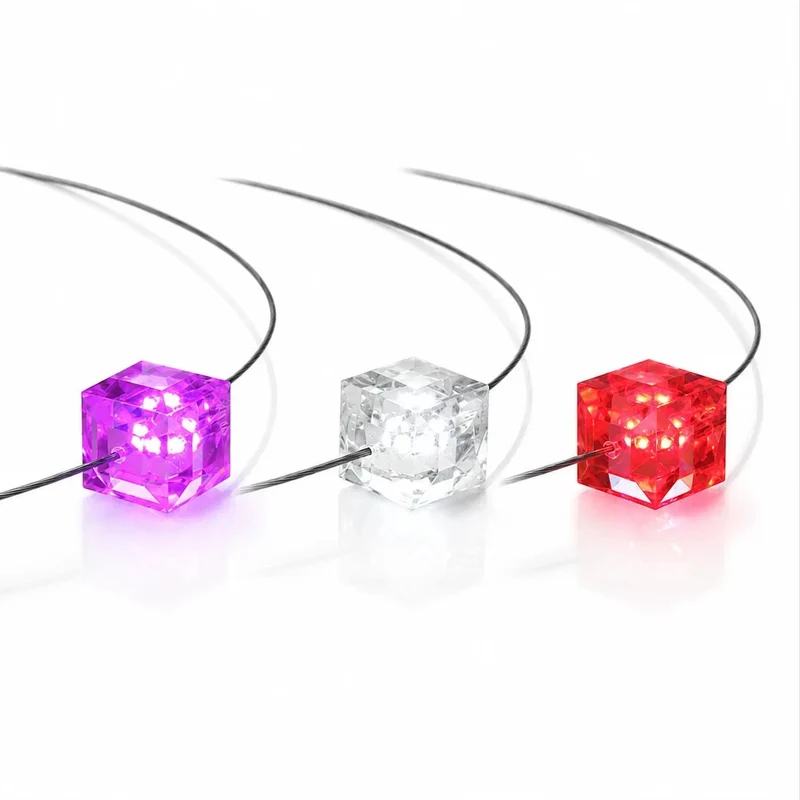 3er Set LED Halskette mit Kristall Cube mit Swarovski® Elements