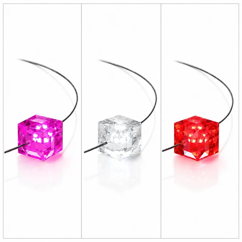 3er Set LED Halskette mit Kristall Cube mit Swarovski® Elements