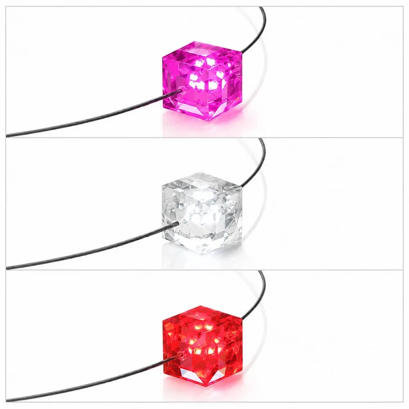 3er Set LED Halskette mit Kristall Cube mit Swarovski® Elements