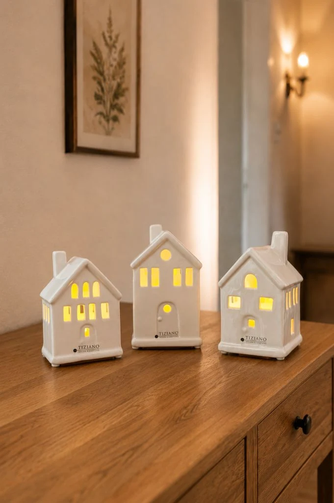 LED Haus Tribano creme-weiß