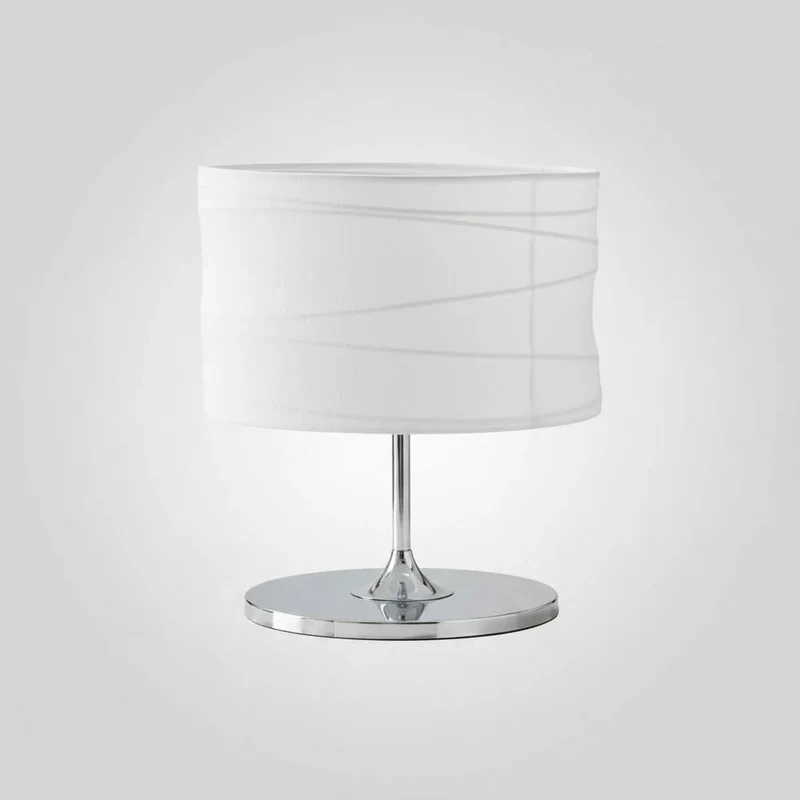 Sompex LUPO Tischlampe mit weißem Stoffschirm Ø 42 cm – Chrom, E27