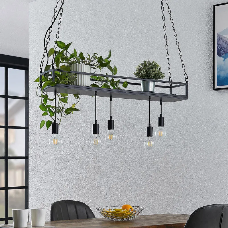 B-Ware Lindby Hängelampe Hängeleuchte Kirista LED Pendelleuchte dimmbar schwarz 100cm