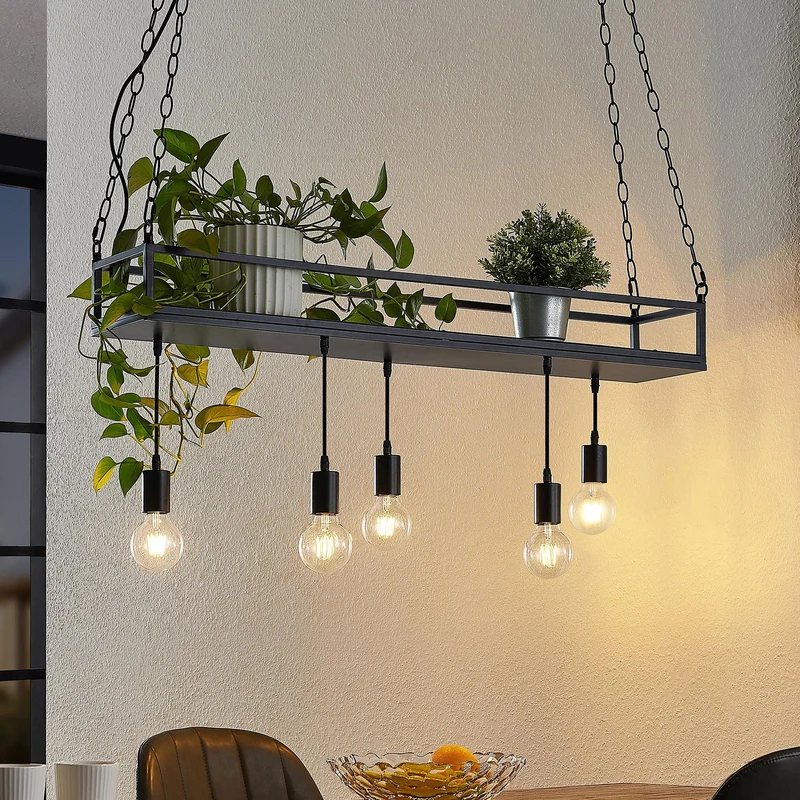 B-Ware Lindby Hängelampe Hängeleuchte Kirista LED Pendelleuchte dimmbar schwarz 100cm