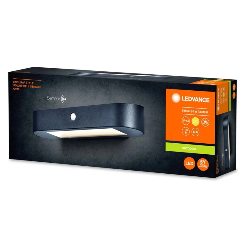 B-Ware LEDVANCE Endura Style Solar Wandleuchte Wandleuchte Außenwandleuchte oval schwar