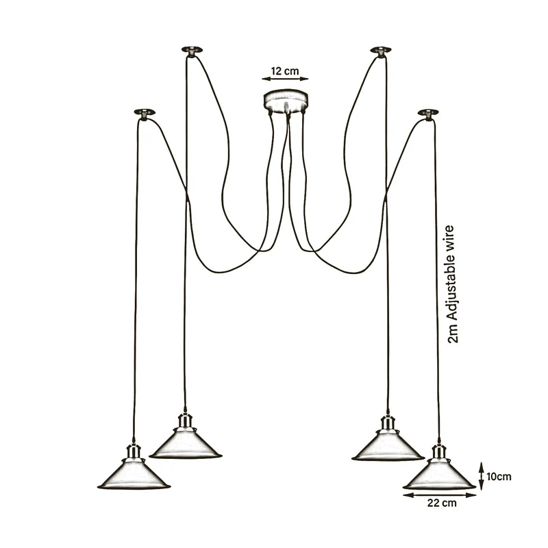 Retro Spinnenlampe –4 Flammig Pendelleuchte Deckenbeleuchten~2257