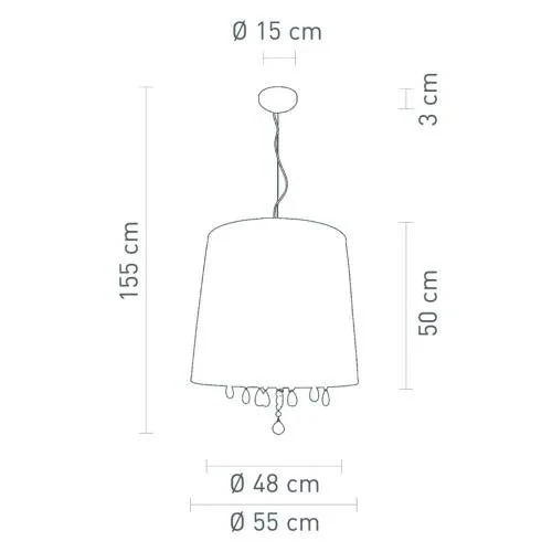 Hängeleuchte ORGANZA 10-flammig Weiß – Eleganter Kronleuchter mit Stoff & Kristallglas
