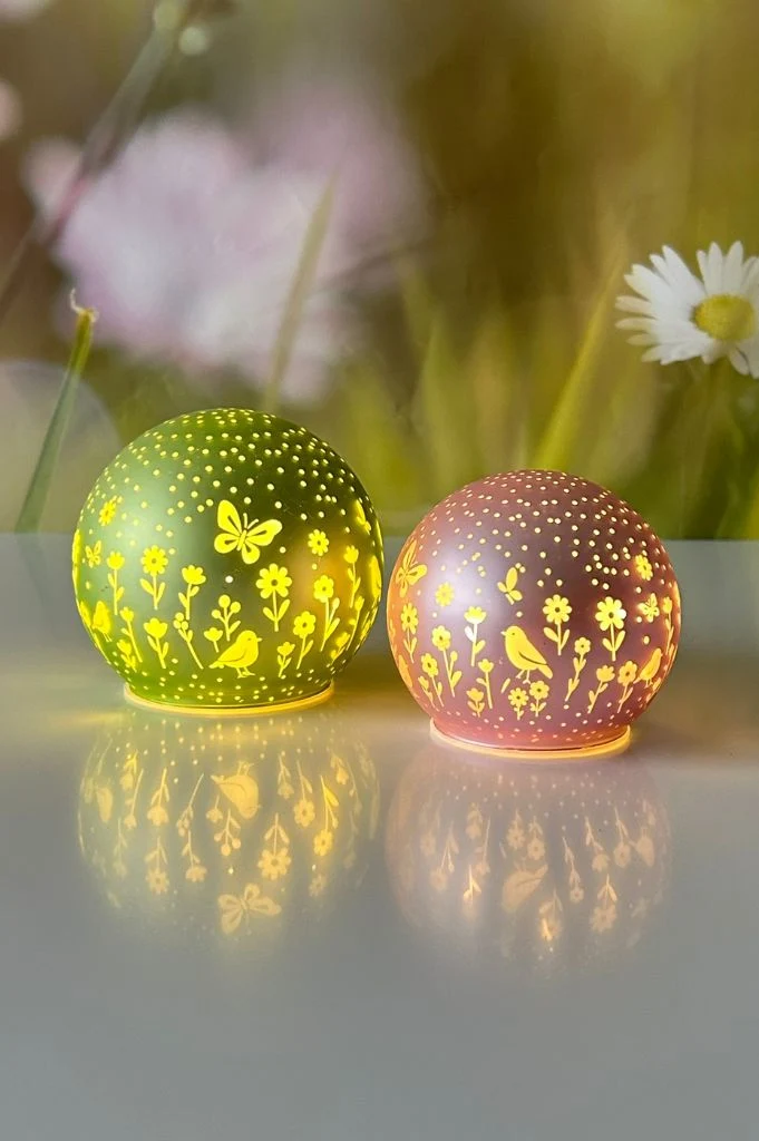 2er Set Lichtkugel Polline LED grün+rosa