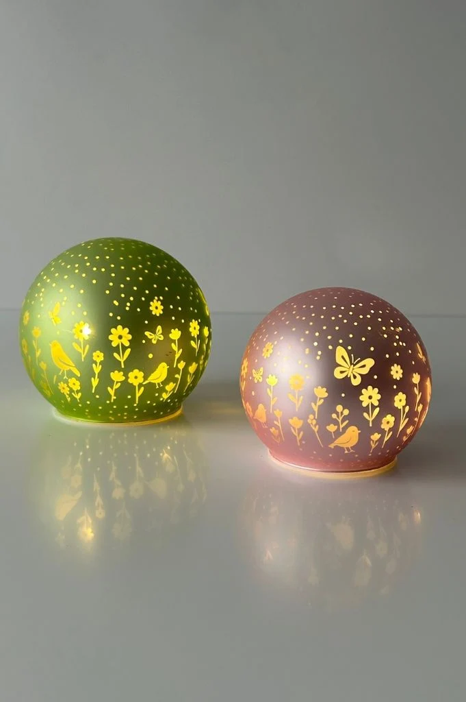2er Set Lichtkugel Polline LED grün+rosa