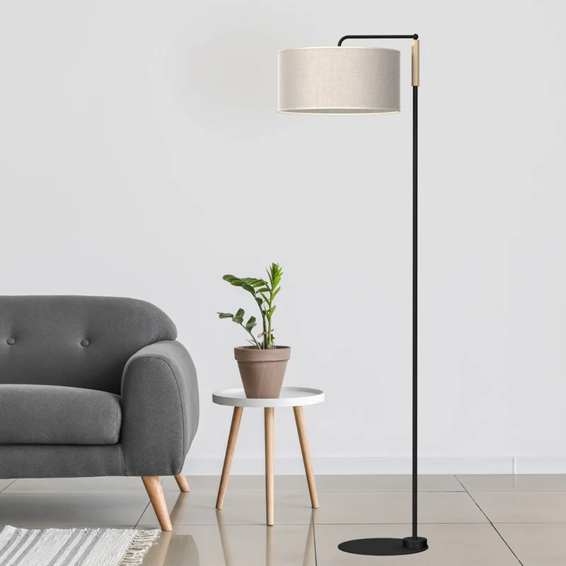 B-Ware Euluna Stehleuchte Atlanta Designer Leuchte Lampe E27 schwarz ecru braun 169cm