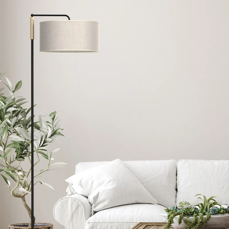 B-Ware Euluna Stehleuchte Atlanta Designer Leuchte Lampe E27 schwarz ecru braun 169cm