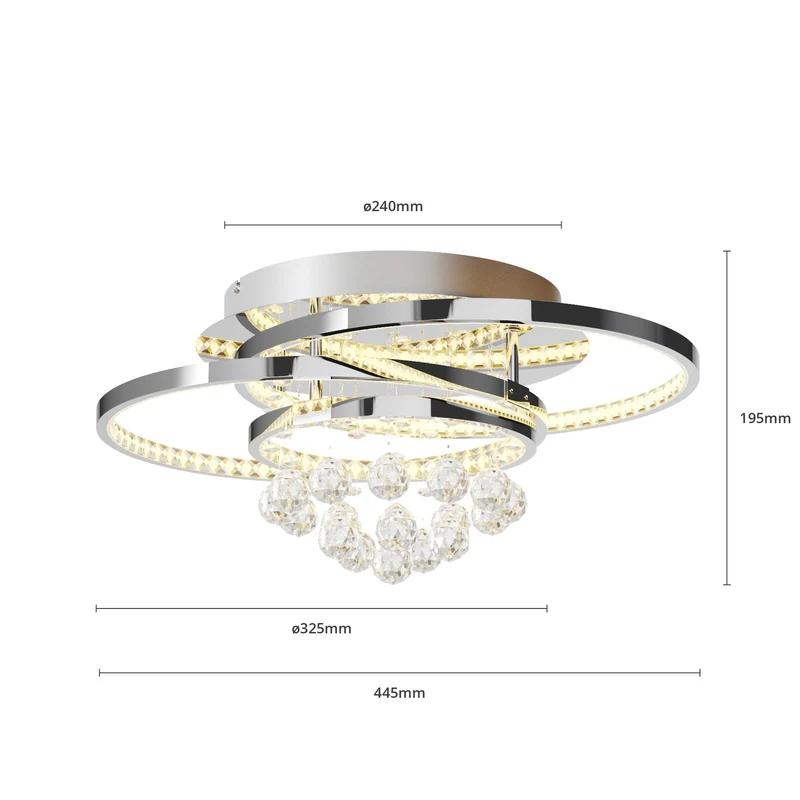 B-Ware Lucande Deckenleuchte Lampe LED Kristallleuchte Keely Kristall chromfarben 45cm