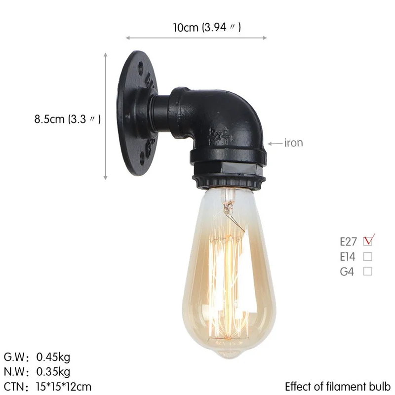 Vintage Industrie Wasserrohr Wandleuchten ~ 2325