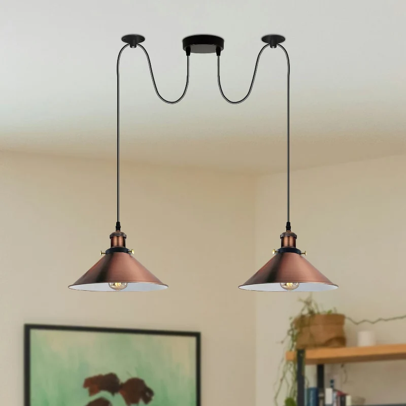 LEDSONE 2-flammige Hängelampe Kupfer Deckenlampe ~2248