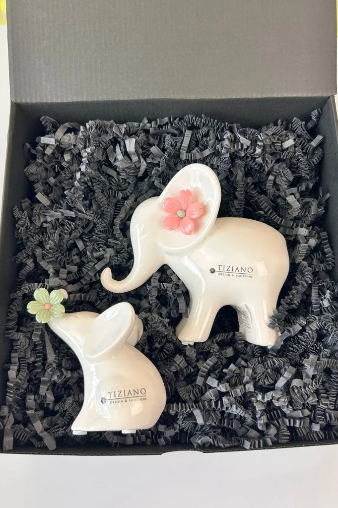 Geschenkbox Elefanten Leon mit Blume