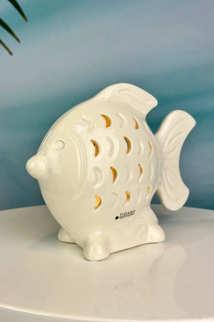 Deko Fisch Neon LED creme-weiß