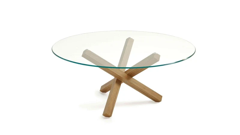 AIKIDO Table à manger ronde avec plateau en verre laqué