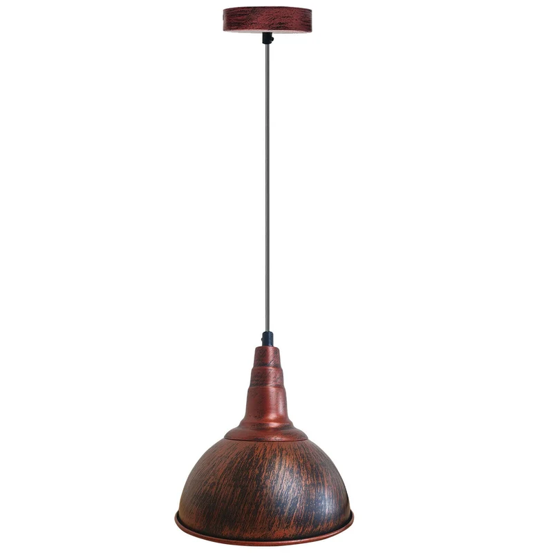 E27–Rustikale Vintage-Pendelleuchte aus Metall-Rot~2183
