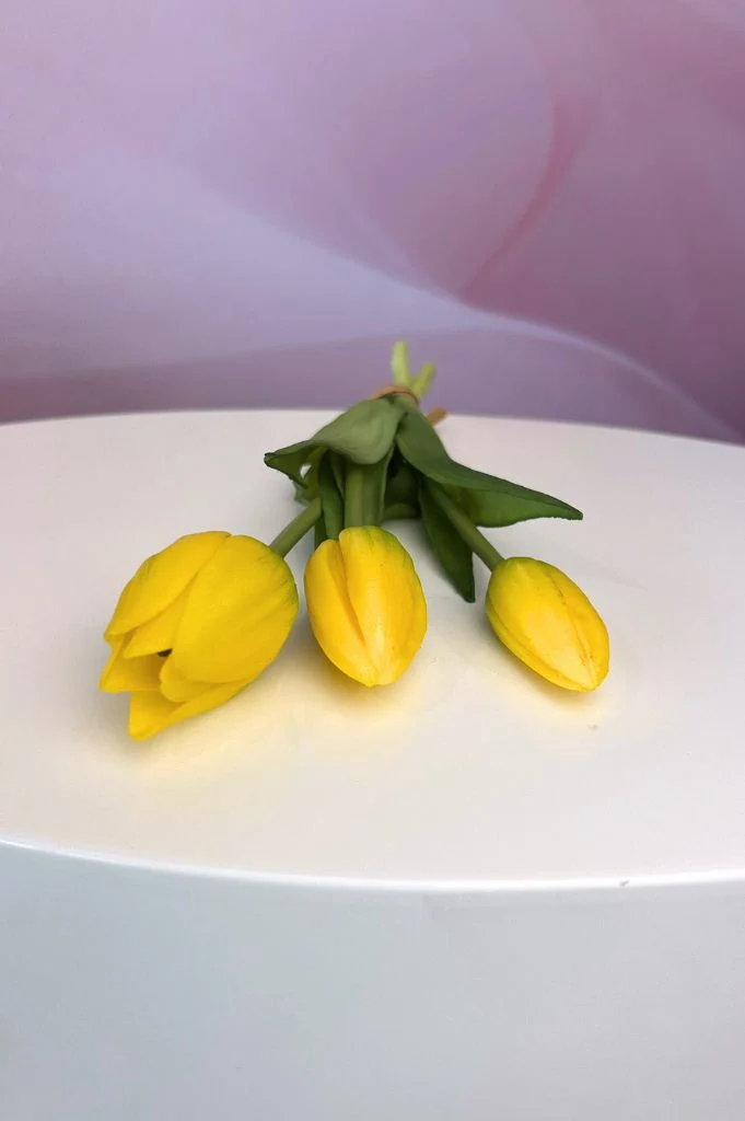 Deko Tulpen 3er Bund Sally 25cm gelb