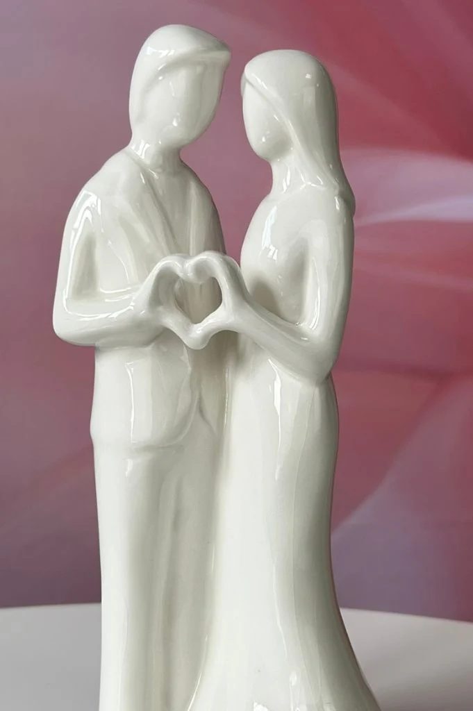 Dekopaar Cuori Mann+Frau 21cm creme-weiß