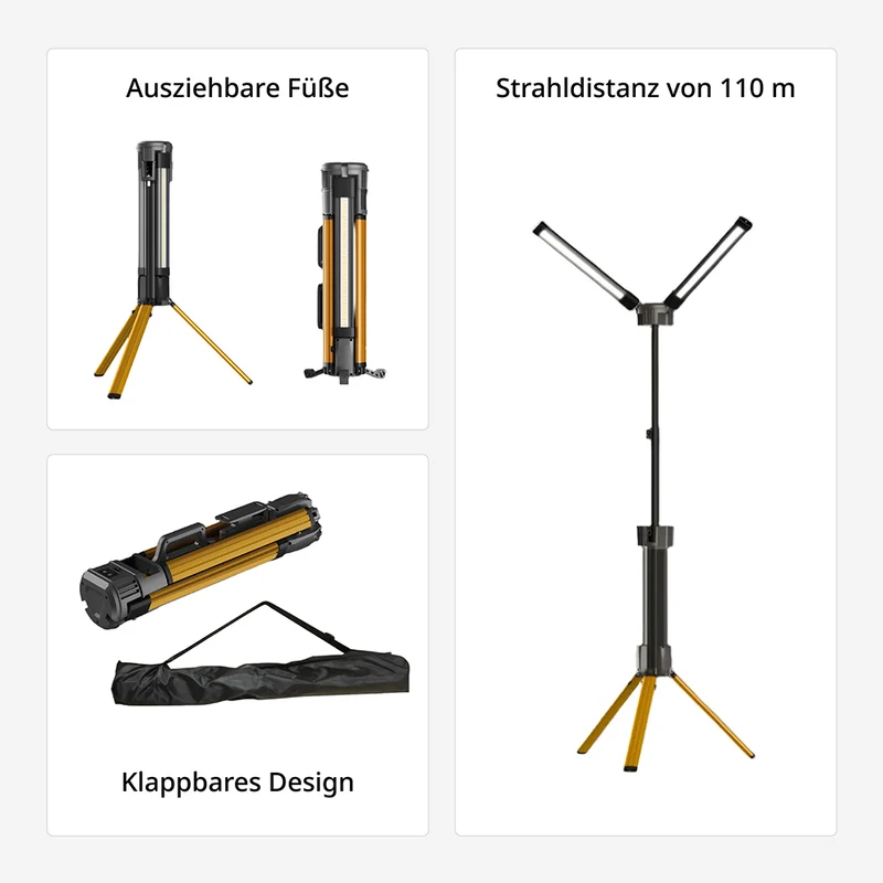 NightSearcher Einsatzstellenbeleuchtung Tower Pro 10K | 10000 Lumen | Wiederaufladbar
