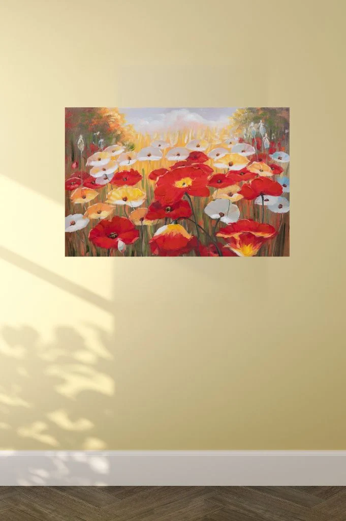 Deko Wandbild Mohnblumen 60x40 cm in 2 Versionen