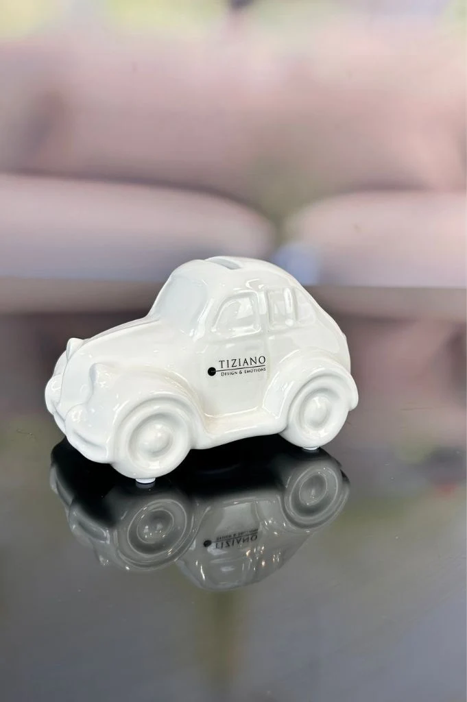 J24 Deko Spardose Auto Chevi creme-weiß