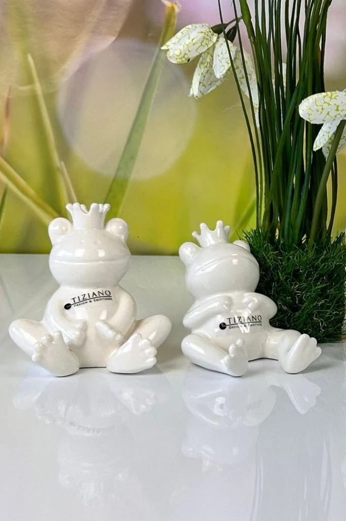 4er Set Deko Froschfamilie Vico creme-weiß