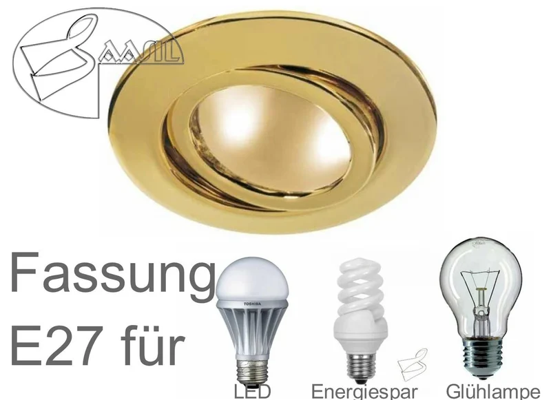 Venus Einbaustrahler Gold schwenkbar – E27 Fassung, rund, 230 V