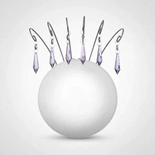 Wandlampe Princess für Mädchenzimmer Glas weiß rund mit lila Kristallen