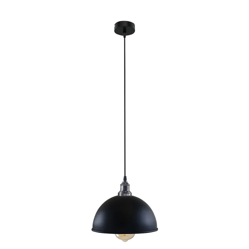 Retro Pendelleuchte Schwarz Gold Innen Ø21cm Halbkugel E27 ~ 2168