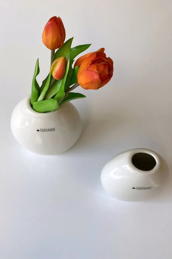 Vase Lunetta creme-weiß