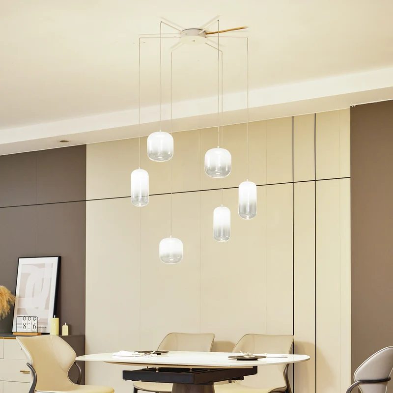 B-Ware Lucande Hängeleuchte Avelina LED Pendelleuchte 6-flammig Lampe weiß 77cm