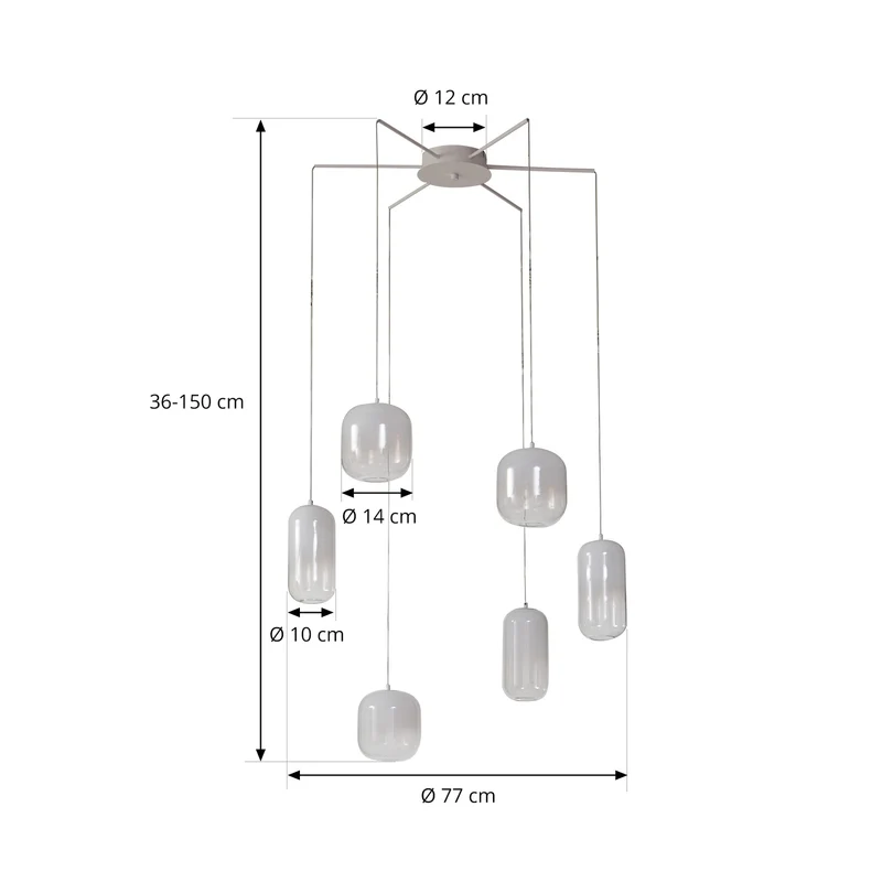 B-Ware Lucande Hängeleuchte Avelina LED Pendelleuchte 6-flammig Lampe weiß 77cm