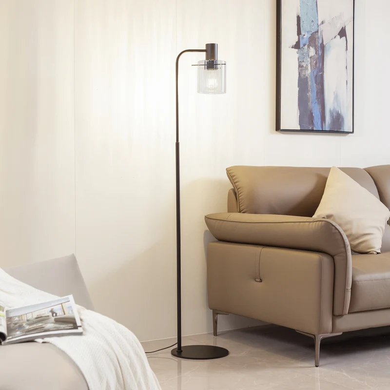 B-Ware Lucande Stehleuchte Eirian schwarz Lampe Leuchte 150cm E27 Glas elegant modern