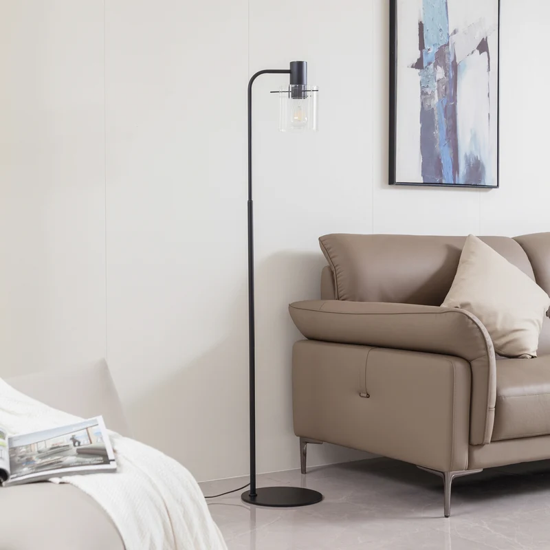 B-Ware Lucande Stehleuchte Eirian schwarz Lampe Leuchte 150cm E27 Glas elegant modern