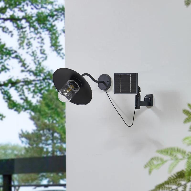 B-Ware Lindby Solar Wandleuchte Außen Gartenleuchte Virane LED Lampe schwarz Aluminium