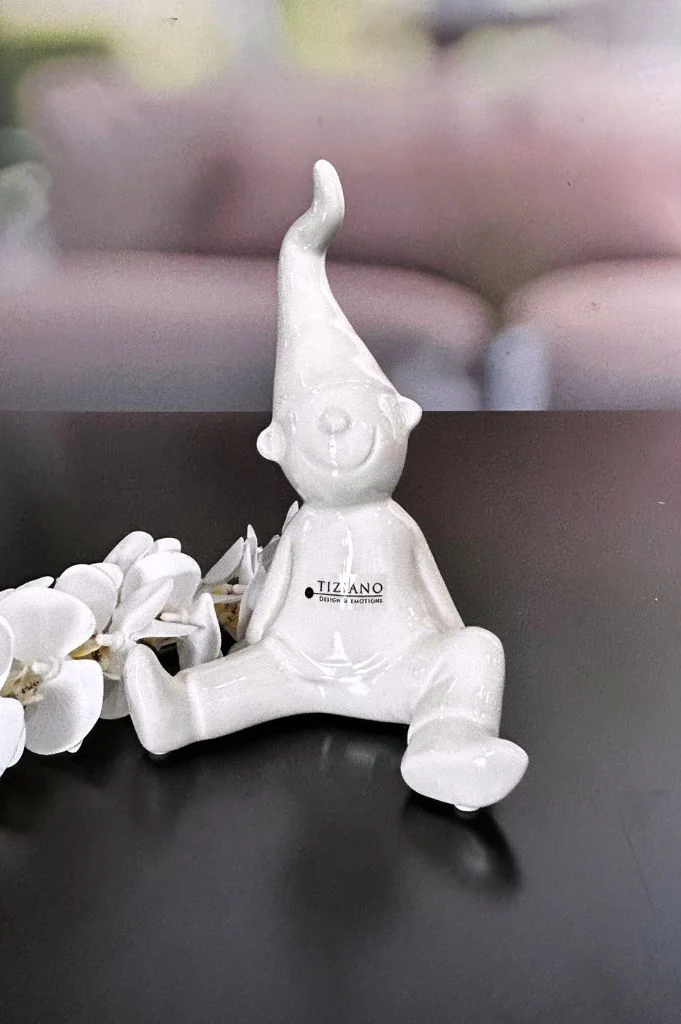 Zwerg Fido sitzend creme-weiß