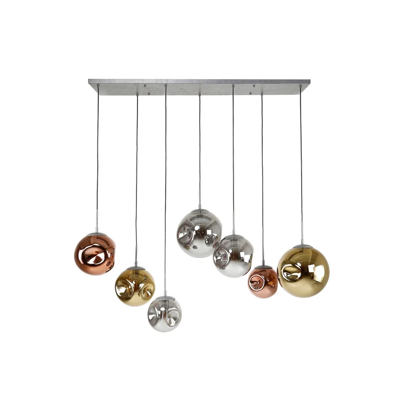 B-Ware Hängeleuchte Valerya 7-flammig dimmbar silber kupfer Metall Glas 145cm Länge