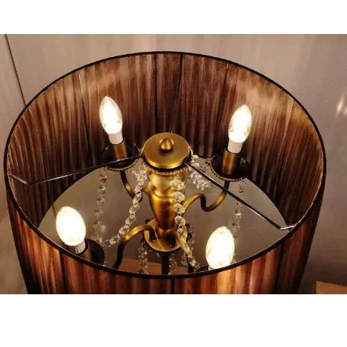 Sompex ORGANZA Kristall-Tischlampe – Bronze, brauner Organza-Schirm, 58 cm, 4 × E14, dimmbar