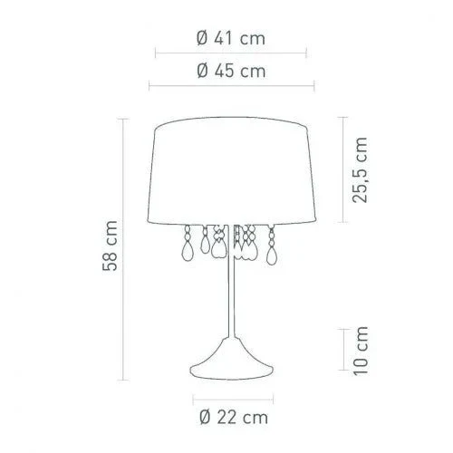 Sompex ORGANZA Kristall-Tischlampe – Bronze, brauner Organza-Schirm, 58 cm, 4 × E14, dimmbar