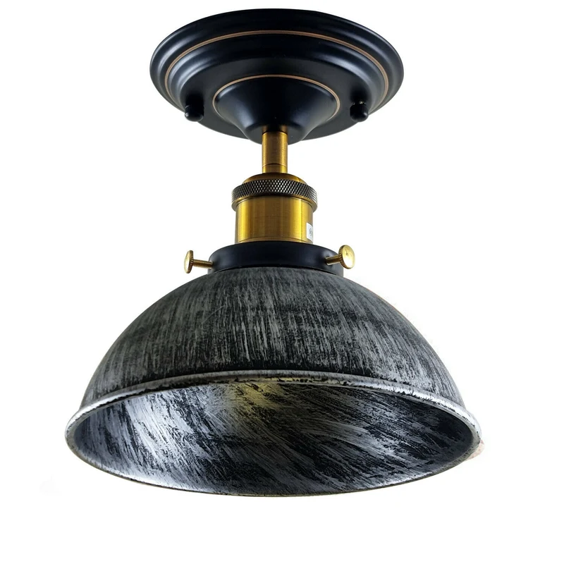 Industrial Retro Light Shade Flush Mount Fitting Moderne Deckenleuchte Silber gebürstet~2124