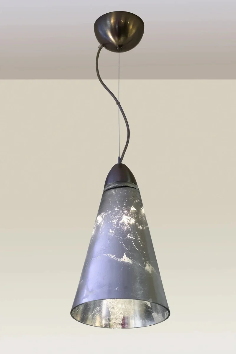 Hängelampe Cloche Glas Blattsilber – Pendelleuchte Made in Italy