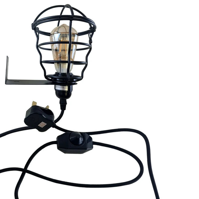 Pendelleuchte E27 Wandlampe Plug in Wandmontage mit Stoff Flexibles Kabel~2086